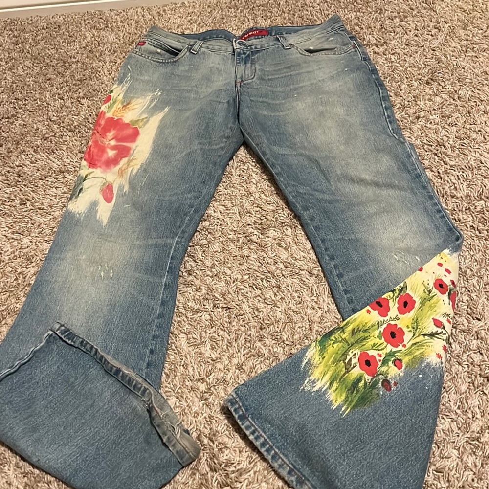Miss Sixty Vintage Jeans Pants Size 32 . Hand painted. Came from Europe.